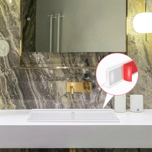 Image of HASTHIP 39Inch /1m Water Stopper with Glue - Sink Splash Guard in Kitchen Water Dam Barrier Strip Shower Silicone Bendable Water Stopper for Kitchen Sink, Transparent