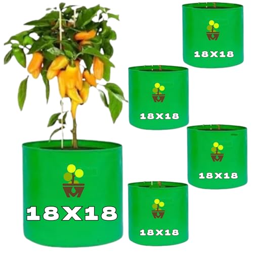 Image of MASHKI HDPE Grow Bags for Home, Terrace & Balcony Gardening - Big Size Vegetable Plant Grow Bags (15x15, 18 inchx18 inch & 24 inchx24 inch - Heavy Duty, UV Stabilized) (4, 18x18 Inches)