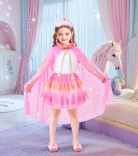 Jeowoqao Princess Dress Up, Dress Up Clothes for Girls Princess\'s Toys Set with Princesses Capes Shoes Dress Jewelry, Birthday Christmas Gifts for Toddles Girls 3 4 5 6 Years
