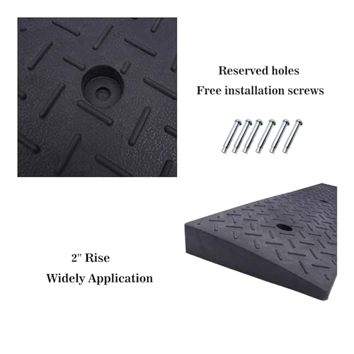 2 Pack 2'' Rise Heavy Duty Rubber Curb Ramp - 3 Tons Loading Dock Ramp for Driveway, Car Slope, Bike, Vehicle, Warehouse, Sidewalk, Wheelchair by GIFTRANSFER - Image 5