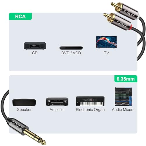 J&D 1/4 inch TRS to Dual RCA Audio Cable - Image 3