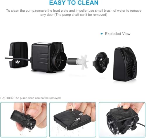 Awroutdoor Wasserpumpe Tauchpumpe, 1800L/H Aquariumpump für Teich Brunnen Aquarium Garten, Submersible Pumpe 3 Düse 13mm-16mm-19mm, Kabel1.9m(25W)