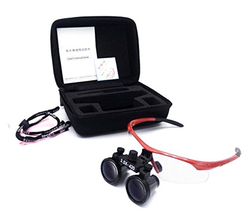 Mike-Dental Red,Black 3.5X420mm Dental Surgical Medical Binocular Loupes Magnifier Red+Black