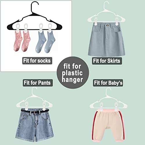 Tofiigrem White Hanger Clips 50 Pack, Strong Plastic Hangers Clips Perfect For Plastic Clothes Hangers, Multi-Purpose Chip Clip Finger Clips For Skirt Pants Hangers #TOP5