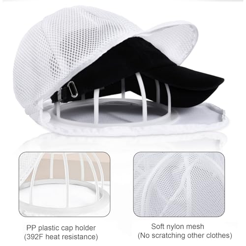 JJQHYC Cap Waschmaschinen Form, Cap Washer für Basecap Kappen Wäschenetz Waschgestell Cap Waschen für Erwachsene und Kinder, Weiß