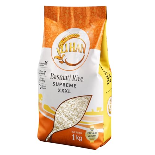 Image of Lihan Supreme XXXL Basmati Rice, 1kg - Premium Aged Long Grain, Extra Long, Fluffy & Aromatic | Ideal for Biryani, Pulao & Daily Meals 1kg (Pack of 1)
