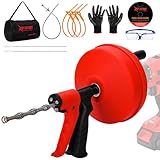 50 FT Double Mode Drain Snake Tools, 11-in-1 Drain...
