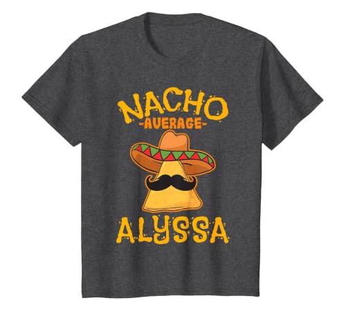 Nacho Average Alyssa Personalized Name Funny Taco T-Shirt, Youth, Dark Heather Grey, 2T