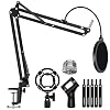 InnoGear Mikrofonständer Mikrofonarm Boom Arm mit Shock Mount, Mikrofonhalter, Pop-Filter,3/8″ auf 5/8″ Schraubadapter,Fünf Kabelbinder(Mittel)