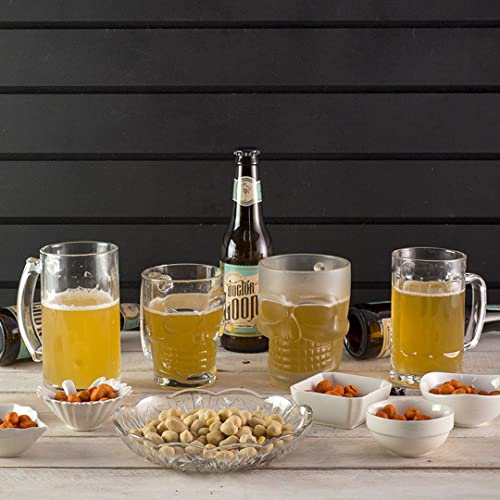 CANECA PARA CHOPP E CERVEJA DE VIDRO CAVEIRA ROCK STYLE 365ml TRANSPARENTE