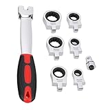 Yechiry Ratcheting Wrench Set 8-19mm, 6 Interchangeable Heads Flexible 180-Degree Ratchet, CRV Steel Automotive Wrench with Durable Design, Ideal for Home Improvement Projects & Auto