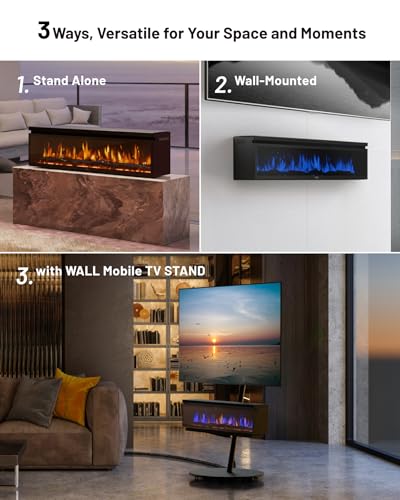 Image of WALL FLAMEBAR Freestanding Electric Fireplace, 40 Inch Wide, Modern Design