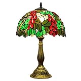 Blivuself Tiffany Lamp Stained Glass Lamp Grape Green Bedroom Table Lamp Reading Desk Light for Beds