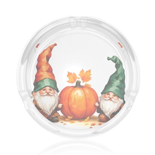 Cendrier en verre avec motif de gnome traditionnel de Noël avec motif rond pour cigarettes, cendrier portable pour décoration de cigarettes