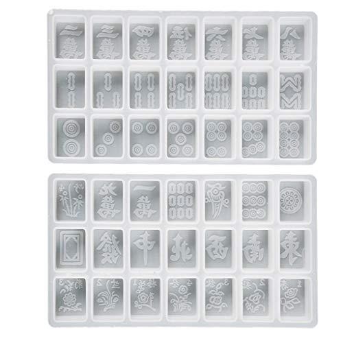 MENGSHI 42 Mahjong Dices Silicone Casting Mold DIY Chinese Traditional Mahjong Game Resin Mold Crystal Mold for Making Creative Craft Project Multi-color