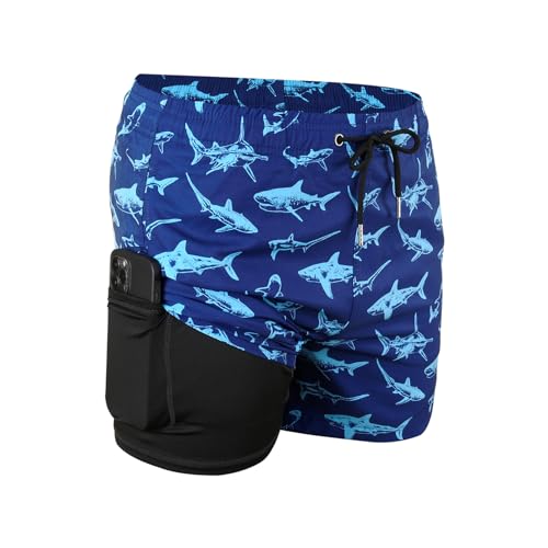 JOYSON Mens Swim Trunks with Compression Liner Quick Dry 5