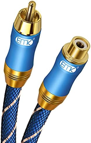 RCA Extension Cable(6.6ft/2m) EMK RCA Male to Female Cable Gold Plated Copper Shell Heavy Duty Digital Coaxial Audio Cable Subwoofer Cable for Home Theater, HDTV, Amplifiers, Hi-Fi Systems