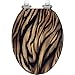 Elongated Toilet Seat Tiger Skin Pattern Illustration Seamless Animal Striped Skin Fur Resin Toilet Seat Quietly Slow Close with Quick-Release Hinges Toilet Seat with Cover Easy to Clean Install