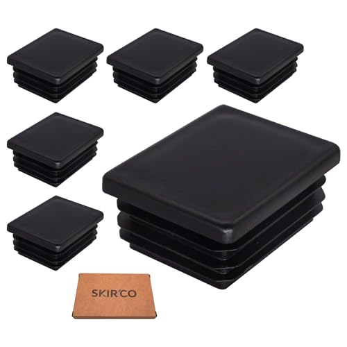 SKIR’CO (6 Stück) Rechteckige Kunststoffstopfen 40 x 50 mm, Matt Rechteckstopfen, Rechteckige Rohreinsätze, Zaunpfosten Kappen, Schwarz RAL 9005