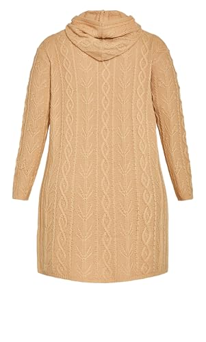 Image of AVEOLOGY Women's Plus Size Camilla Cable Knit Hooded Cardigan