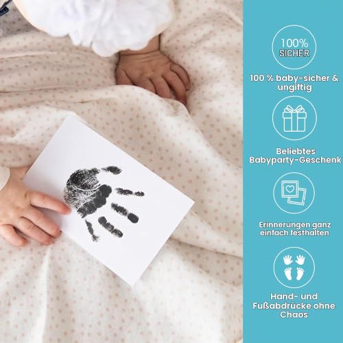 Pearhead Newborn Baby Handprint Or Footprint Clean-Touch Ink Pad Kit, Baby Print, Newborn Keepsake, Black, 2 Uses, Small Size – Ansicht 5