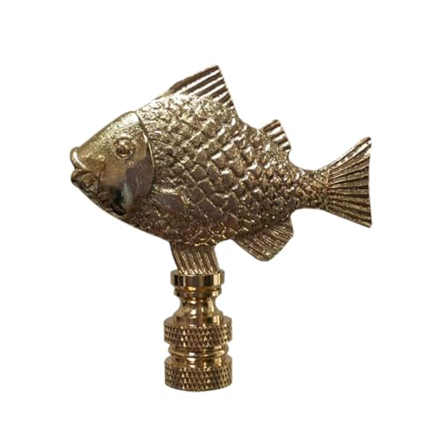 Image of Royal Designs, Inc. Sea Life Lamp Finial, Decorative Fish, Polished Brass, Replacement Finial for Table or Floor Lamps