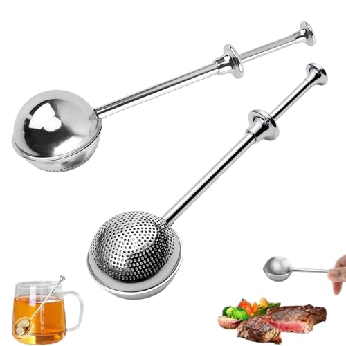 2 Boules à Thé en Acier Inoxydable 304,Filtre à thé Boule acier Inoxydable,Infuseur,pour Manche Télescopique et Poignée de Poussée,Tamis à Farine,Pinces à thé,Infuseur à thé,épices