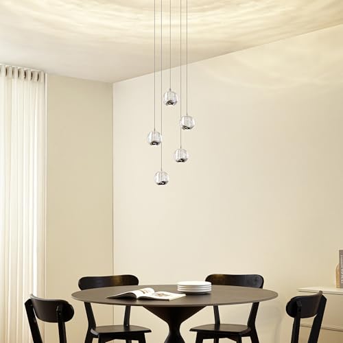 Lucande 5-Light Modern Chrome Glass Globe Chandelier, Hanging Cluster Pendant Light Kitchen Island & Foyer Chandelier, Warm White 3000K, Chrome Pendant Lights Cluster, Ø 11.03 in by Lucande - Used condition - Image 7