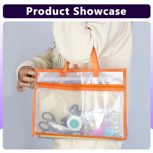 Portable Project Bags for Quilting Knitting, Stitching and Embroidery Projects Storage, Sew Project Bag with Zipper and Double Pockets, Transparent Mesh Sewing Project Bag for Crafter by chaseroad - Image 8
