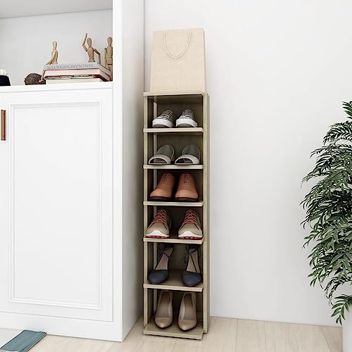 WKIEQACO Muebles para hogar y jardín, armario zapatero de roble Sonoma, 27,5 x 27 x 102 cm, madera de ingeniería