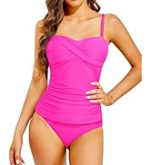 Holipick Strapless Tankini Swimsuits for Women Tummy Control Bathing Suits Twist Bandeau Tankini ...