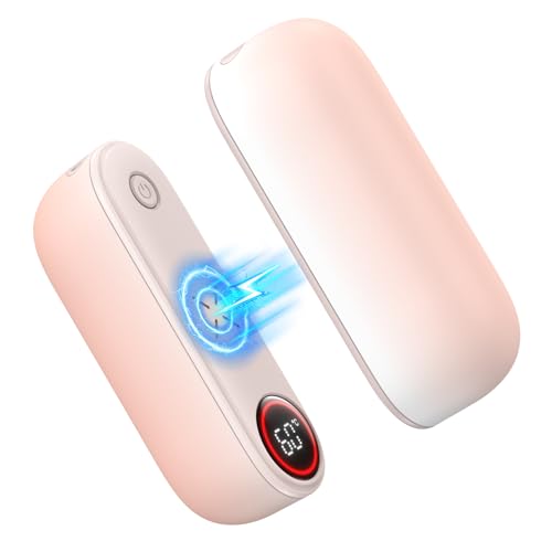 SUPPOU Scaldamani Ricaricabili Magnetico 2 in 1,5000 mAh*2 pezzi, Scaldamani Elettrico,3 Livelli di Calore,Fino a 60℃,Portatile USB-C, Calore per Campeggio,Sci,Escursioni,Caccia,Golf,Regalo (Rosa)