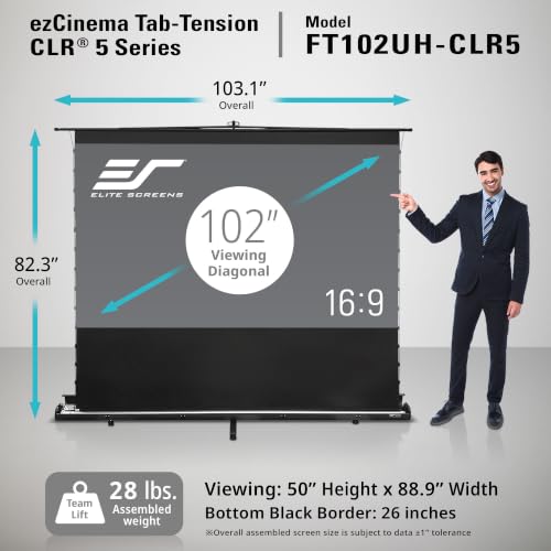 Image of Elite Screens 102 inch Portable Tab-Tension UST ALR Pull up Projector Screen