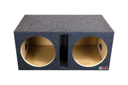 ATREND Dual Vented 12 Inch Subwoofer Enclosure - SPL Tuned Car Subwoofer Boxes & Enclosures - Premium Subwoofer Box Improves Audio Quality, Sound & Bass - Nickel Finish Subwoofer Terminals - Charcoal - Thumbnail 5