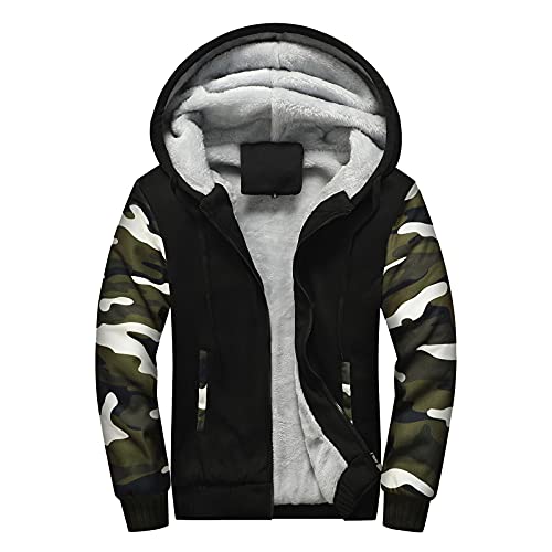 Veste homme hiver chaude à capuche peluche manteau épais zippé