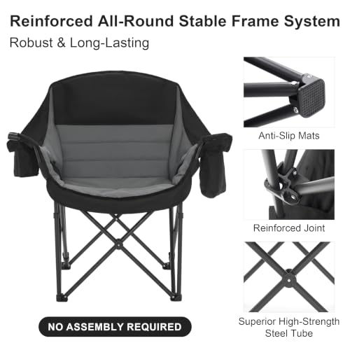 Silla de Camping Acolchada Heavy Duty para Adultos, Silla Extragrande para Camping Exterior miniatura 4
