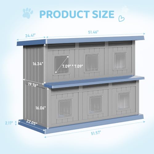 Image of Fancyango Cat House Bed Cave, Cat Houses for Outdoor Cats, Grey-Blue