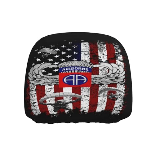 NFDWL 82nd Airborne Division Trucks Cover Solid Black Polyester Universal Headrest Covers Durable Stylish All Vehicles