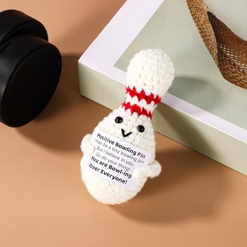 TOYMIS Positive Crochet Bowling Ball, Cute Emotional Knitted Plush Doll Toy Creative Stuffed Bowling Ball with Encouraging Card Funny Positive Gifts for Family Friends - Thumbnail 2