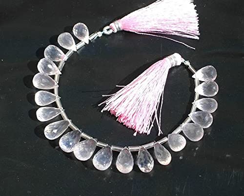 Quartz rose briolette goutte facettée pierre naturelle fil perle rose 15x9mm pour bijou DIY