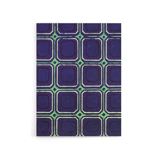 Artery8 Geometric Blue Green Square Pattern Canvas Wall Art Print