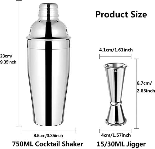 image for iDopick Large 25oz Cocktail Shaker with Double Measuring Jigger, Stain