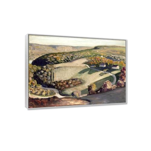 Reproduction impression sur toile Grant Wood paysage rural encadré