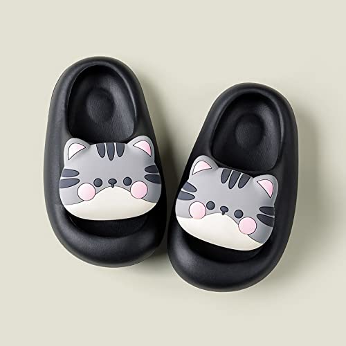 Boys Girls Toddler Little Kid Cloud Slides Sandals Thick Sole Cartoon Slippers Shower Bathroom (Black, 13 Little Child)3