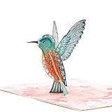 Wugakio Hummingbird Pop Up Card,3D Card, Pop Up Birthday Card,Bird Card,Mother's Day Pop Up Card,...