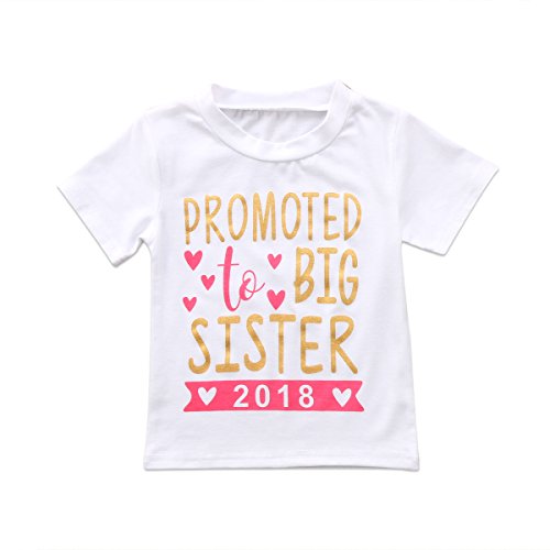 Gaono 2018 Baby Girl Clothes Outfit Big Sister Letter Print T-shirt Top Blouse Shirts (White, 2-3 Years)