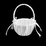 blumenkörbe hochzeit selber machen Weiß Blumenmädchen Korb mit Perle Blume Verschönerung