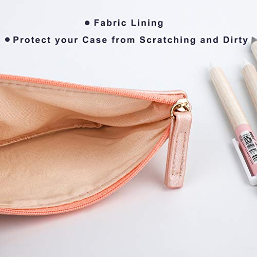 Sumdirect 3Pcs Small Makeup Bags Purse, Pu Leather Zip Travel Cosmetic Pouch, Simple Pencil Organizer(Pink+Gold+Silver) #TOP5