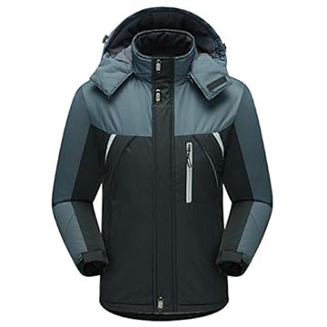 WSLCN Jaqueta de Esqui Masculina Forrada com Lã Casaco Acolchoado com Capuz de Inverno Preto G