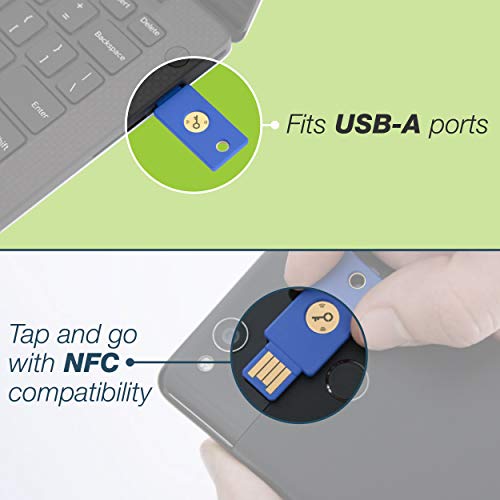 Yubico Security Key NFC - Two Factor Authentication USB and NFC Security Key, Fits USB-A Ports and Works with Supported NFC Mobile Devices – FIDO U2F and FIDO2 Certified - More Than a Password